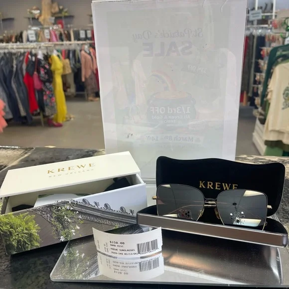 KREWE Gold Frame Sunglasses with Purple-Gray Gradient Lenses - Picture 2 of 10